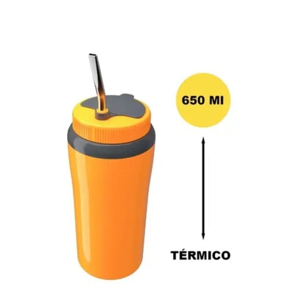 Copo Térmico Tereré 650ml Canudo Inox Unitermi — imagem 2 de 2