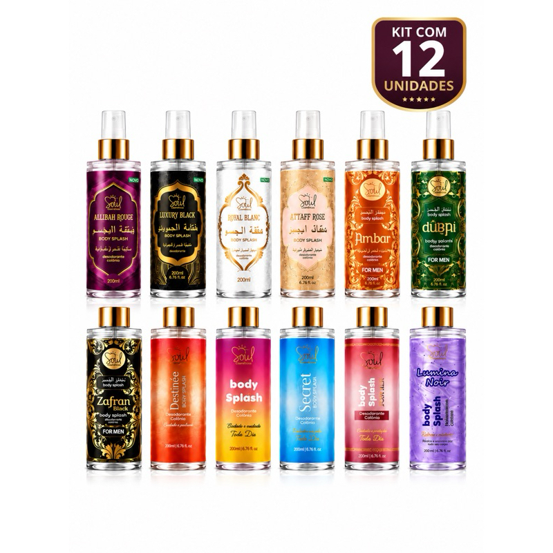 Kit 12 Body Splash 200ml Fragrâncias Variadas Perfume Corporal Promoção