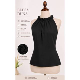 Blusa Gola Alta Franzida Tecido Duna