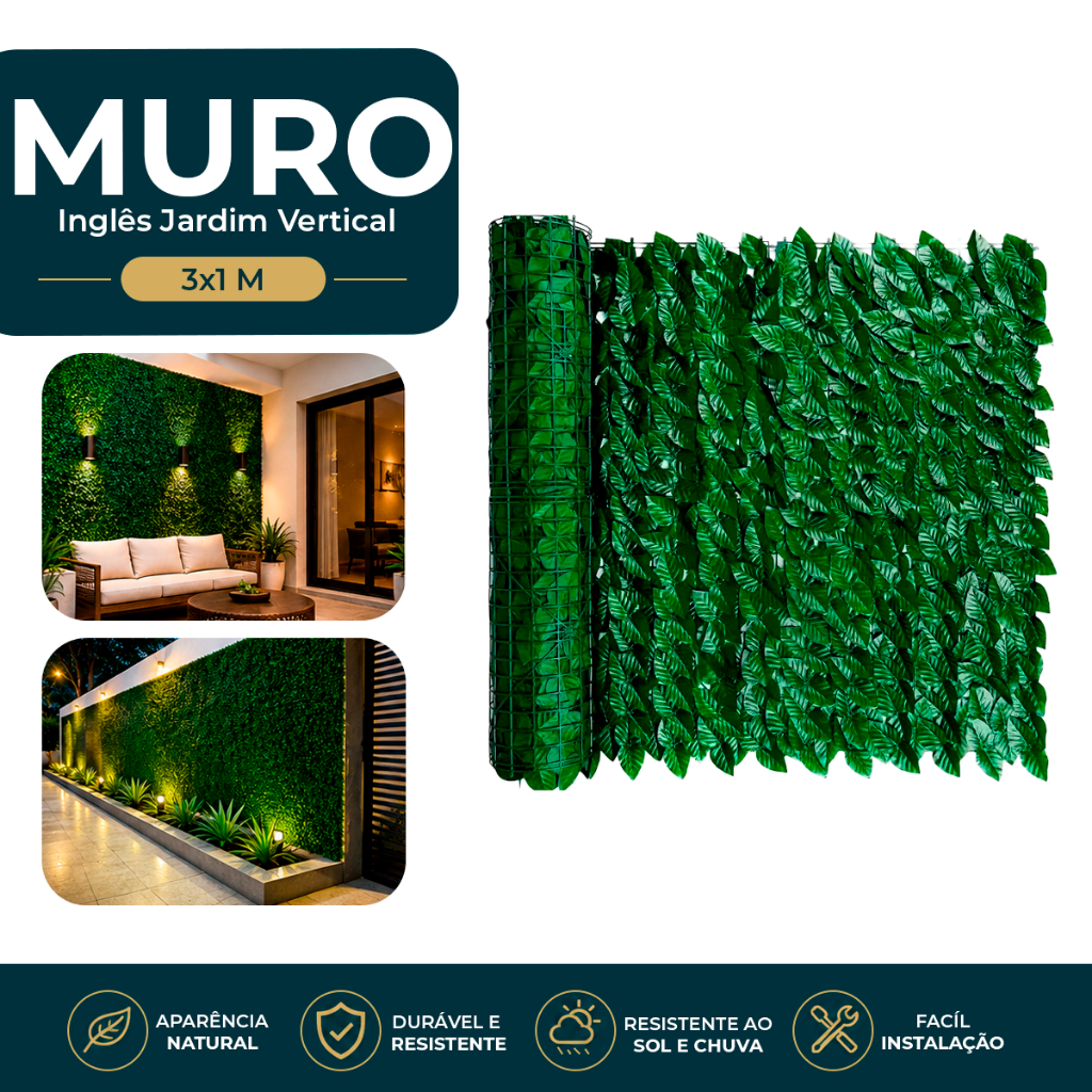Muro Inglês Jardim Vertical Artificial 1x1/2x1/3x1 Painel Folhagem Cheia