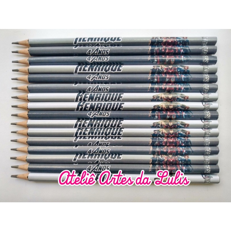 Kit Lápis VINGADORES Personalizado - Lembrancinha aniversário - Lápis VINGADORES - Lápis Personalizado