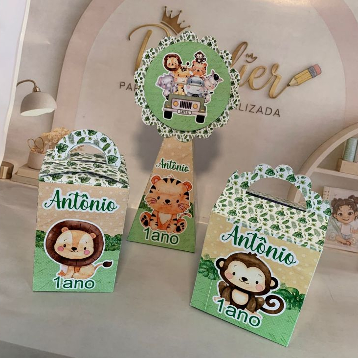 Kit Festa Safari | Caixinhas Personalizadas | Lembrancinhas Personalizadas | Aniversário