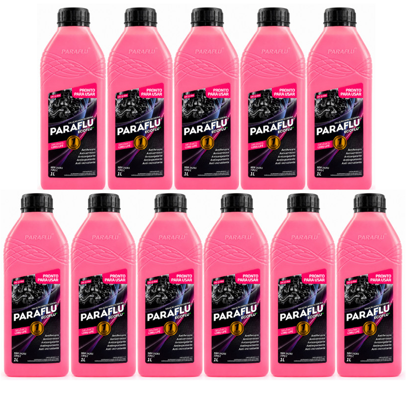 Kit 11 Aditivo Radiador Paraflu Orgânico Rosa Long Life Pronto Uso 103004