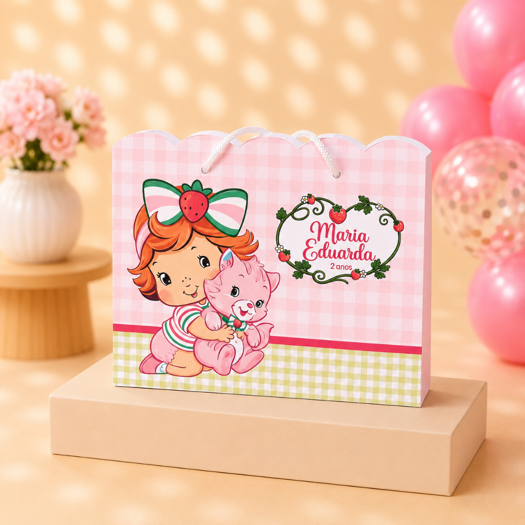 Sacolinhas Personalizadas Moranguinho Baby / Monte em Casa / Lembrancinha Festa Infantil / Sacola Surpresa