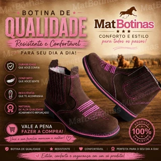 Bota Botina nobuck café Látex no solado preto com vira rosa!!!