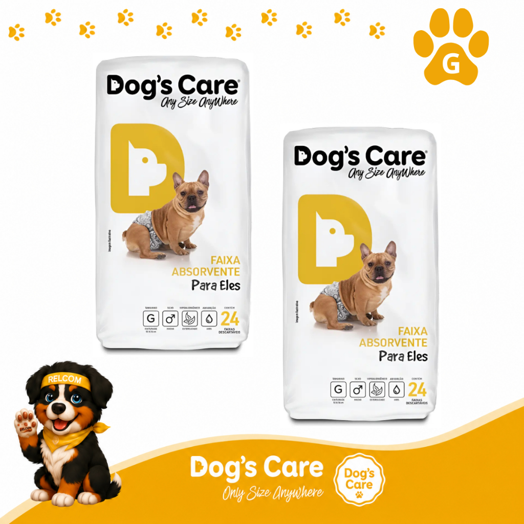 Fralda higiênica cães Pet descartável para cachorro Macho G kit 48 unidades Dogs care