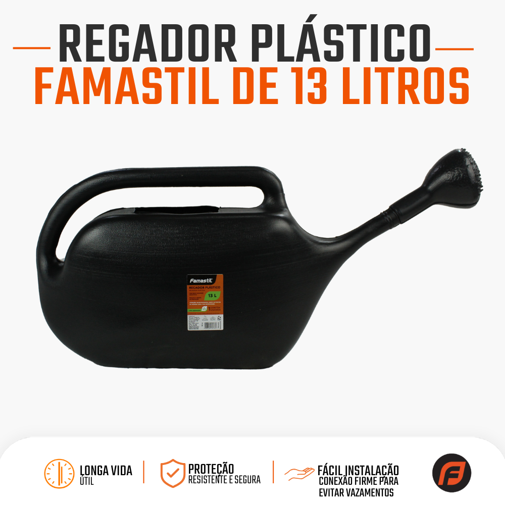 Regador Plástico 13L Preto Famastil Kit com 5