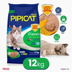 Areia Higiênica Pipicat Classic Grãos Mais Finos 12 kg