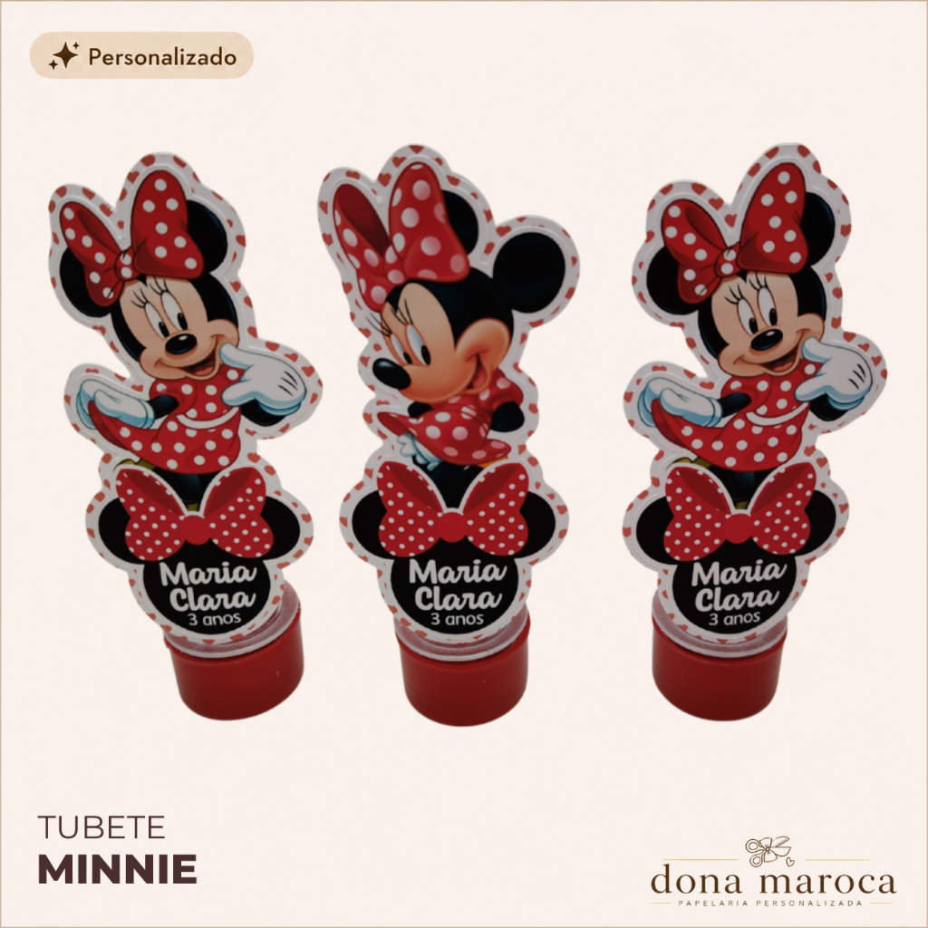 Tubete Minnie Vermelha Personalizado | Lembrancinha Minnie | Festa Infantil | Tubete 13cm | Aniversário