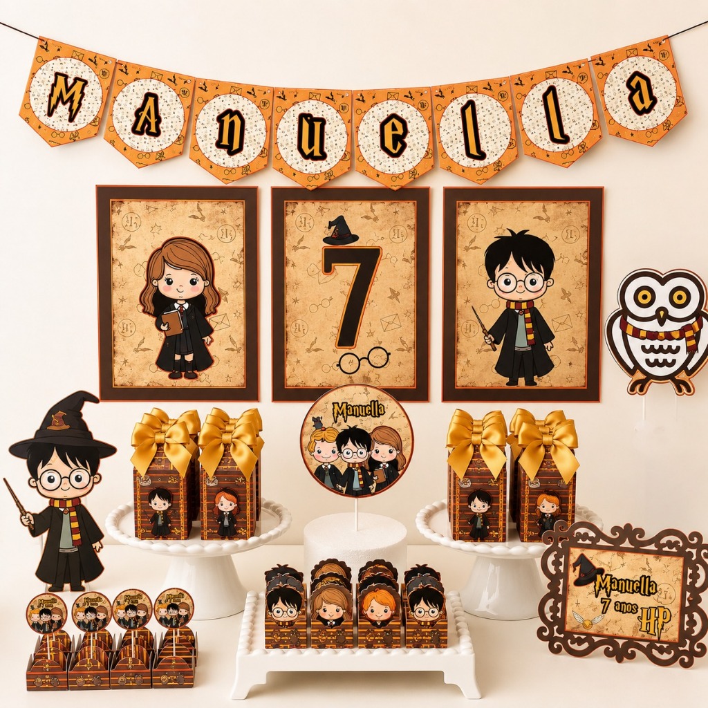 Kit Festa Harry Potter Personalizado Só um Bolinho  Mesversário Aniversário Lembrancinha Festa