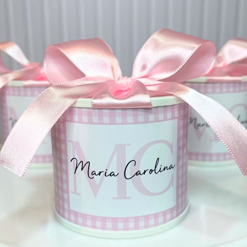 Tubolata personalizada XADREZ ROSA - 5x6 - Lembrancinha aniversário | festa personalizada | chá de bebê | maternidade