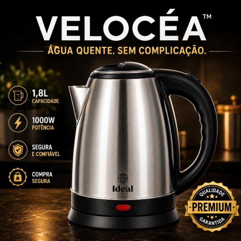 Chaleira Eletrica Inox 1 8 Litros Potente Rapida 1000w 127v Aquecimento Seguro