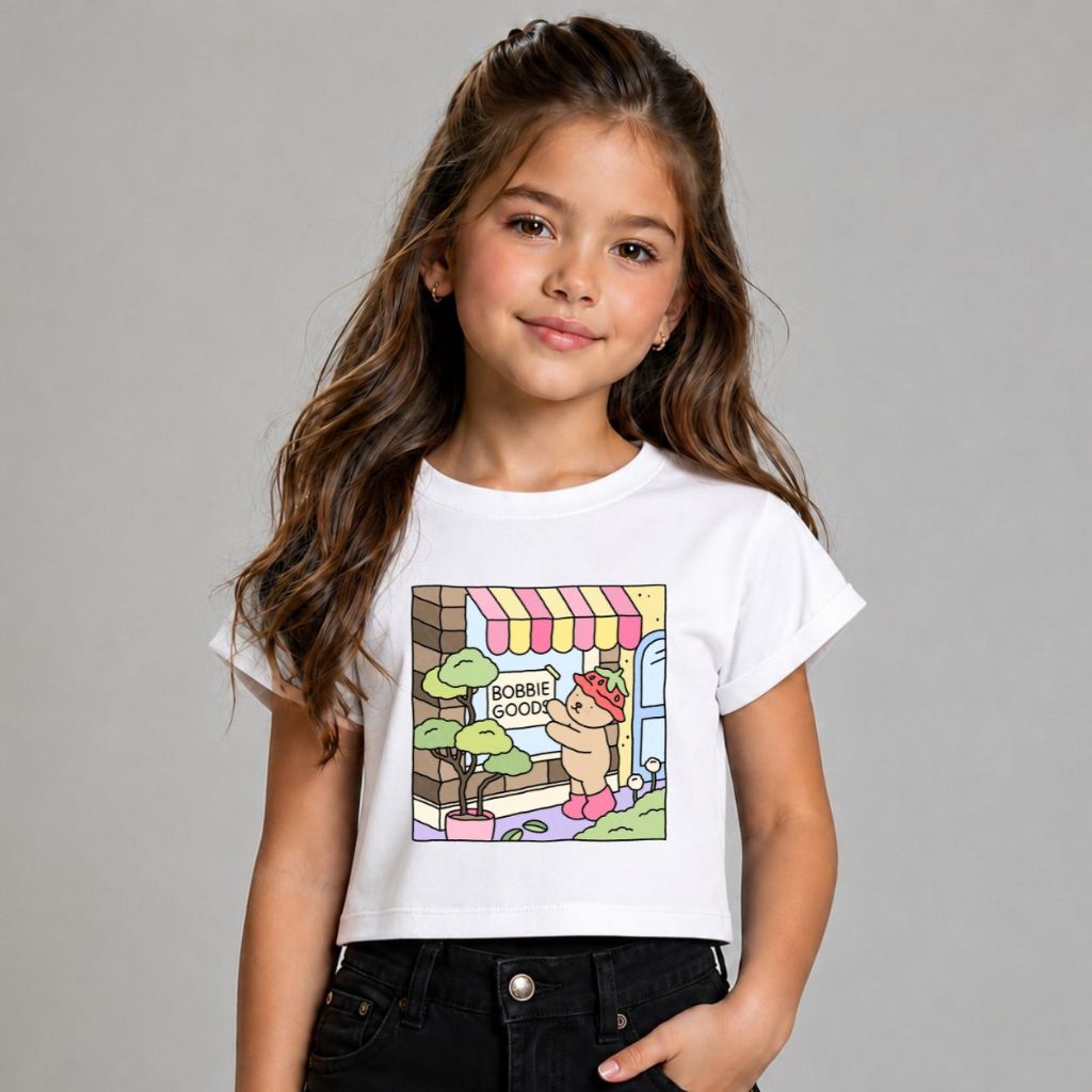 T-Shirt Cropped Infantil Estampa Livro De Pintar Blusinha Menina Estilosa Confortável Algodão