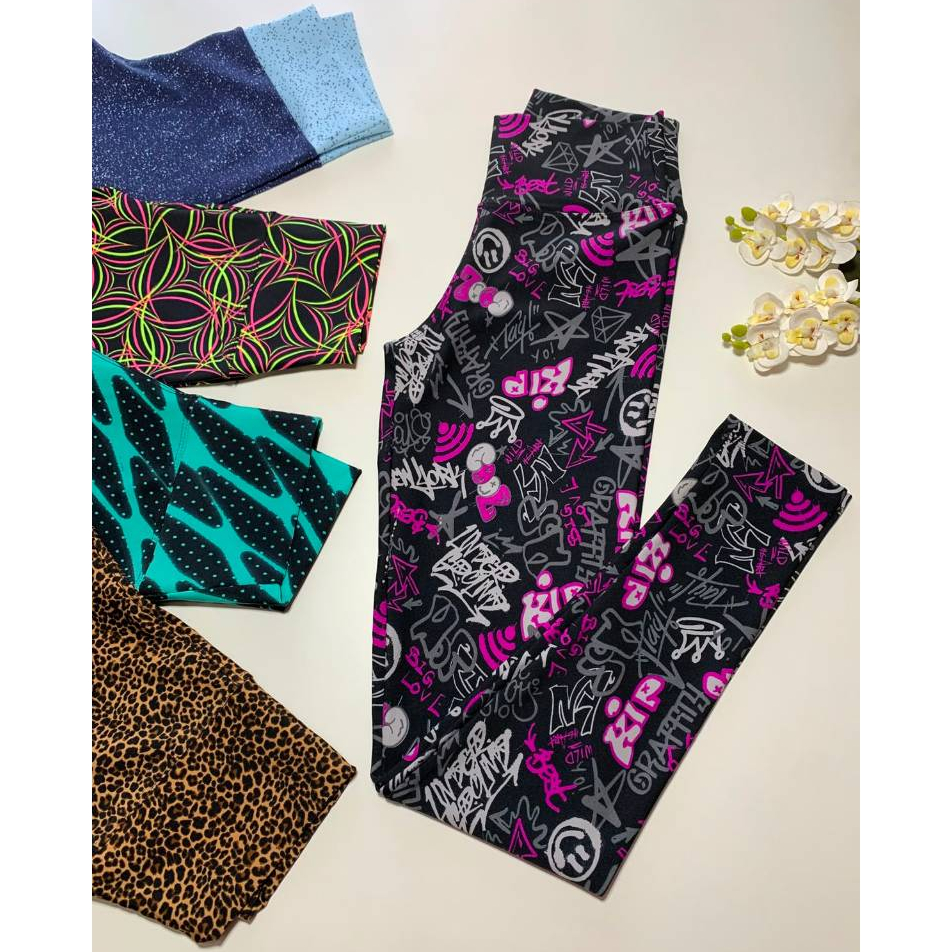 Calça Legging Feminina Suplex Estampada | Fitness Academia Cintura Alta Moda Esportiva Treino Corrida | P M G GG
