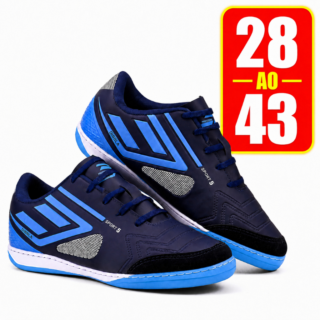 Chuteira Infantil Masculina Futsal Futebol Salão Quadra Colada Costurada Bico Couro Oficial Original