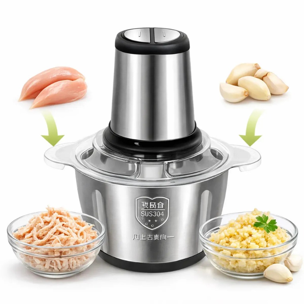 Multiprocessador E Triturador De Alimentos Elétrico Picador de 2 Litros Inox Moedor de Alimentos Cortador de Carne
