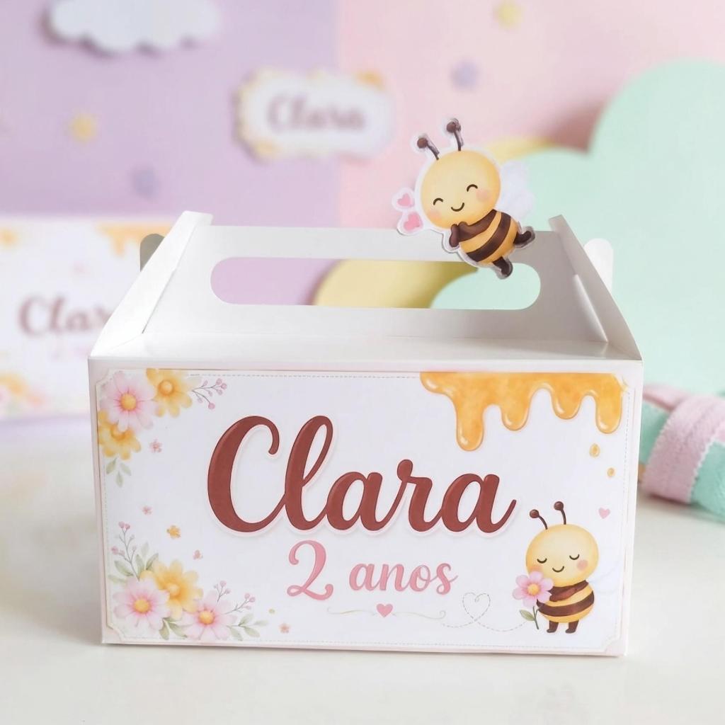 Caixa Maleta Personalizada Abelhinha Jardim Encantado - Lembrancinha Personalizada / Festa / Aniversário