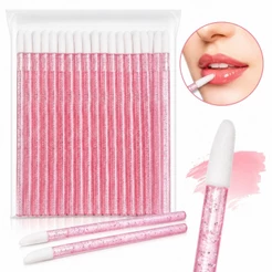 50/250 Unidades Aplicador Descartável para Gloss e Batom Pincel Labial Rosa