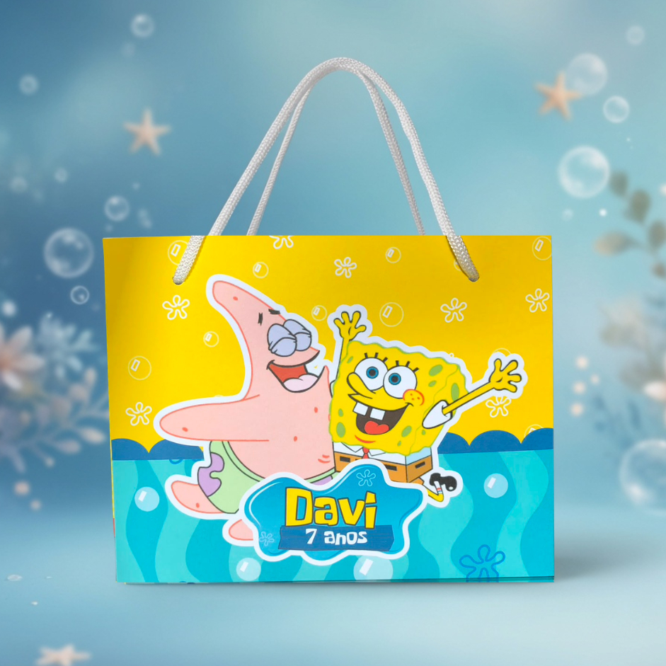 SACOLINHAS PERSONALIZADA DO BOB ESPONJA  LEMBRANCINHAS