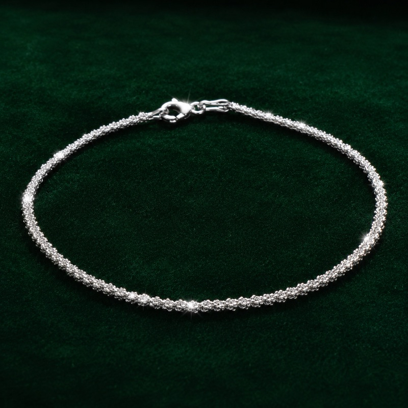 Pulseira Prata 925 Corrente Abrilhantada Feminina Sofisticada