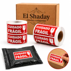 Etiqueta Frágil Adesiva 10x5cm Rolo 1000 Un Cuidado Transporte Embalagem Caixa
