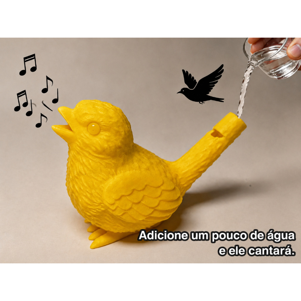 Apito Passarinho com Água Imita Som de Pássaro Instrumento Sonoro
