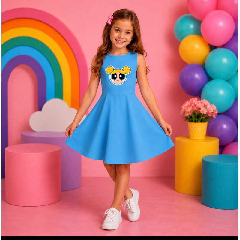 VESTIDO INFANTIL E ADULTO PERSONALIZADO ANIVERSÁRIO FANTASIA Poderosa LINDINHA ENVIO IMEDIATO