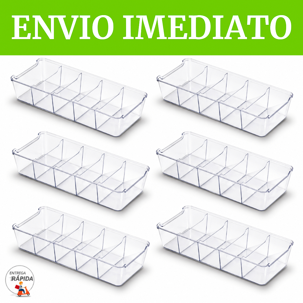 KIT 6 COLMEIA ORGANIZADORA EM ACRÍLICO COM DIVISÓRIA PARA GAVETAS MEIA ROUPA DE BEBE