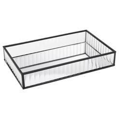 Bandeja Lyor de Metal com Espelho Preta 20cm x 30cm x 4cm