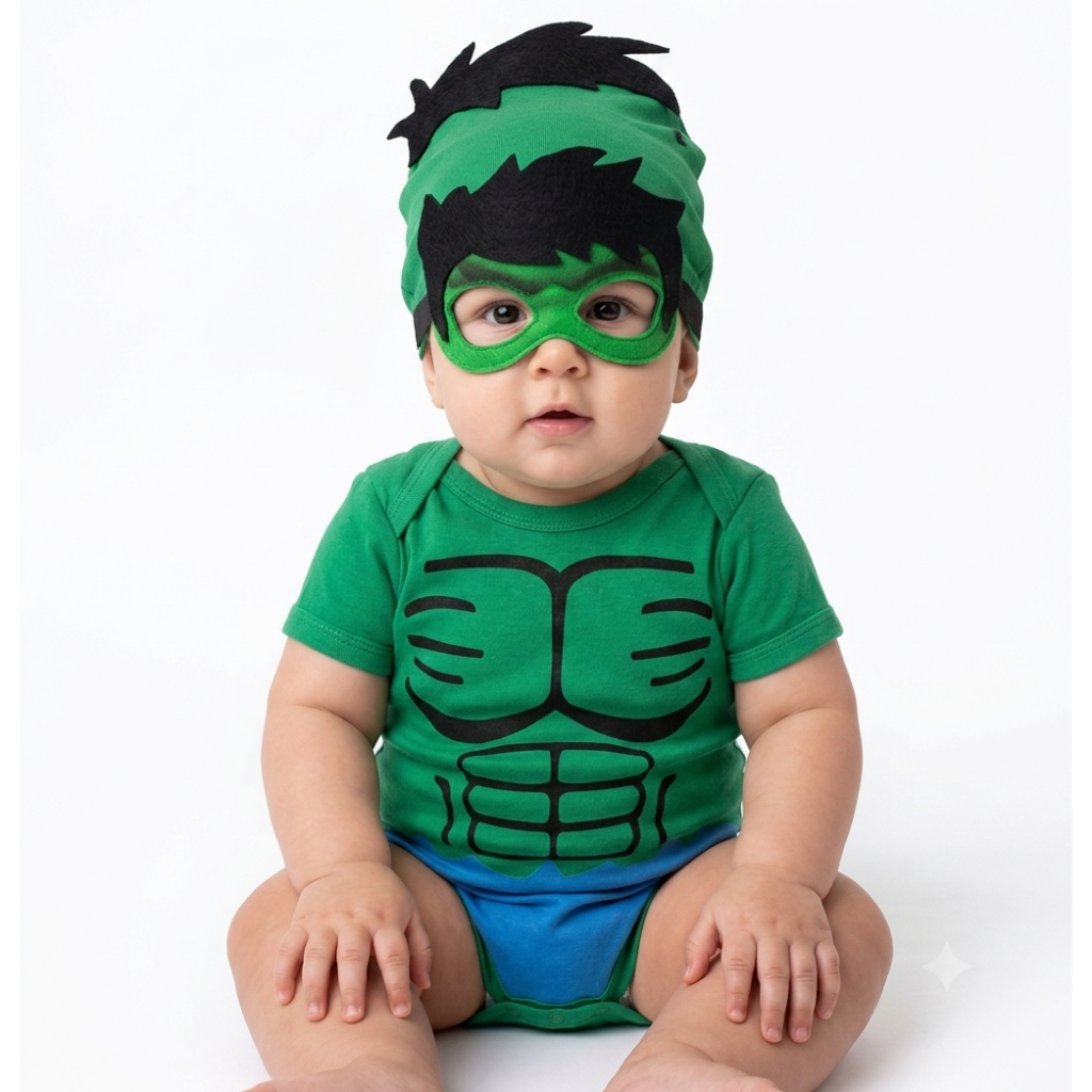 Body Bebê Menino Temático Mêsversário Do Hulk Super Confortável Linha Premium