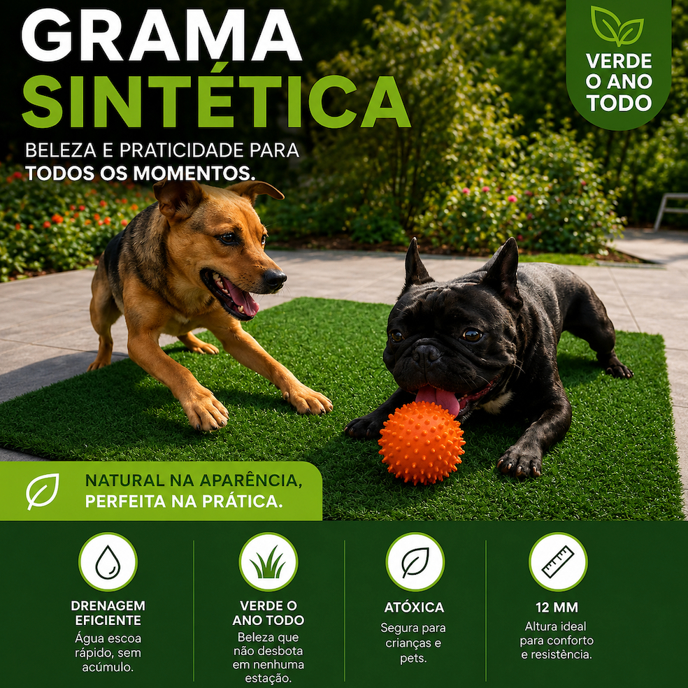 Tapete Grama Sintética Atóxica Higiênica Para Pets Cachorro Gato