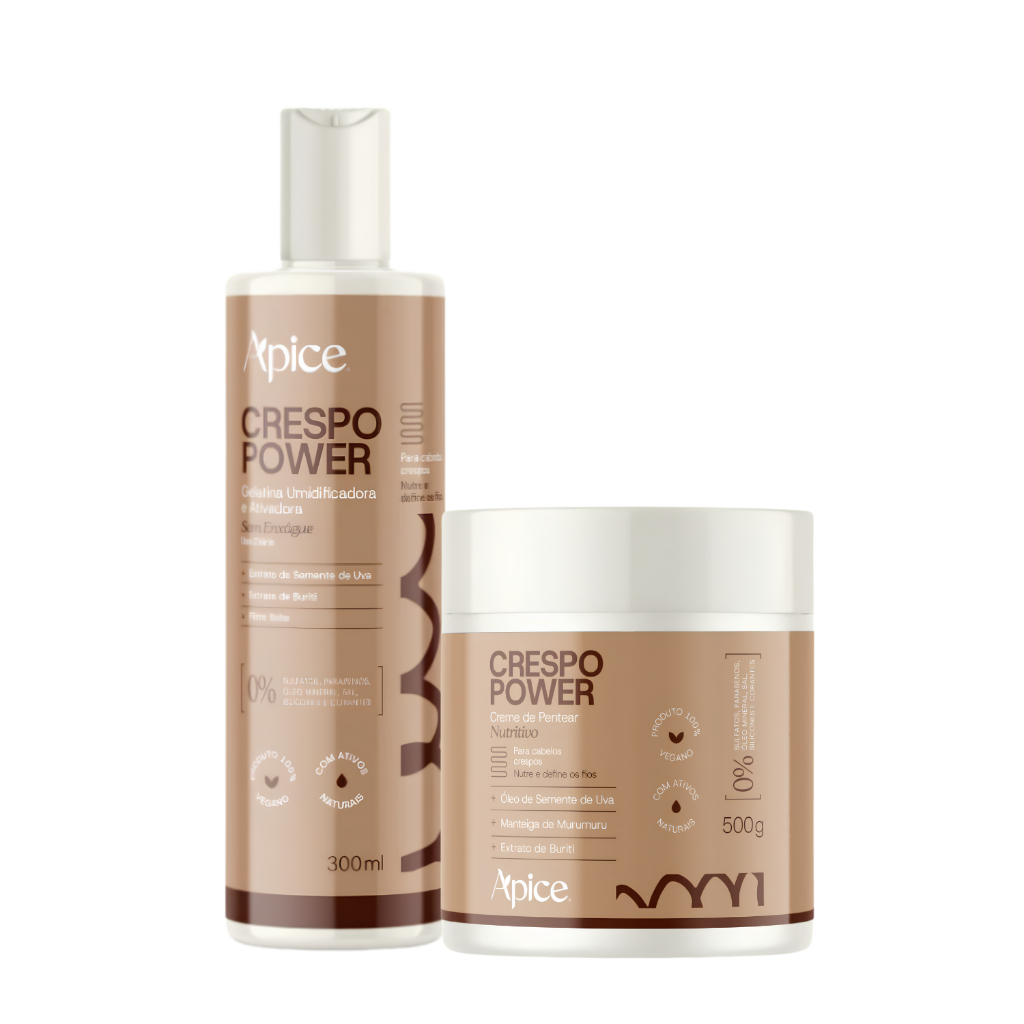 Kit Gelatina Crespo Power e Creme de Pentear Crespo Power Ápice