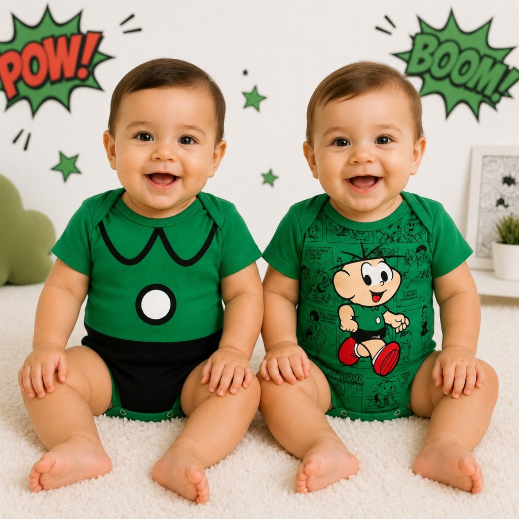 Body Bebe Temático Mesversario Turma Da Monica Cebolinha