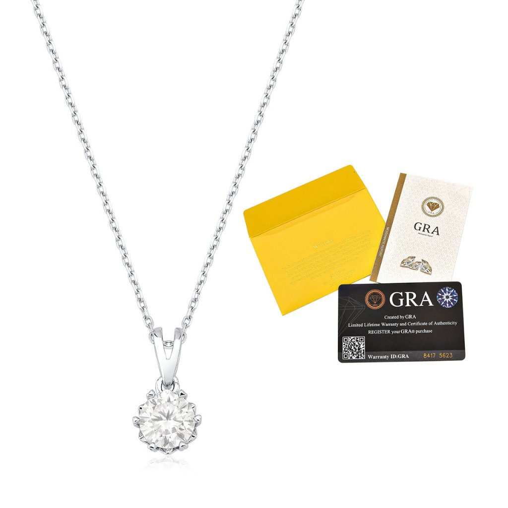 Colar Ponto de Luz Moissanite em Prata 925 com 1ct e 6,5mm