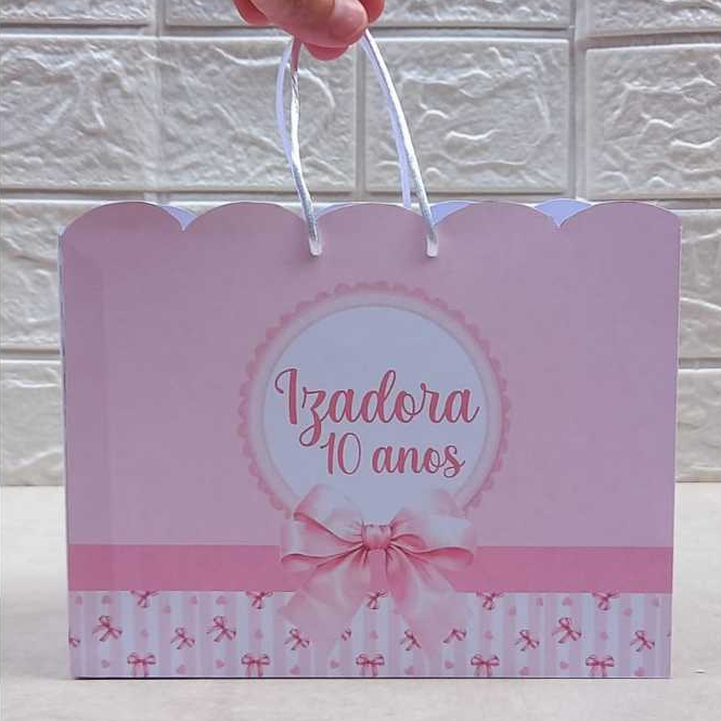 Kit Sacolinha Supresa Tema Laçinhos Lembrancinhas de Festa Aniversário Infantil Personalizado Festas