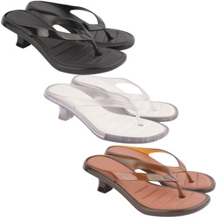Kit 3 Tamanco Feminino Elegante Jelly Salto Médio Cristal Transparente Confortável
