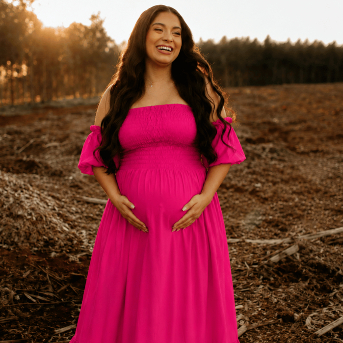 Vestido de Madrinha Para Grávidas Convidadas de Casamento Manga Ciganinha Lástex não Aperta Barriga Fácil Amamentação