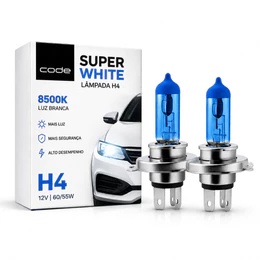 Par Lâmpada Farol H4 Super Branca 8500K Efeito Xenon Alto Baixo 12V 60/55W