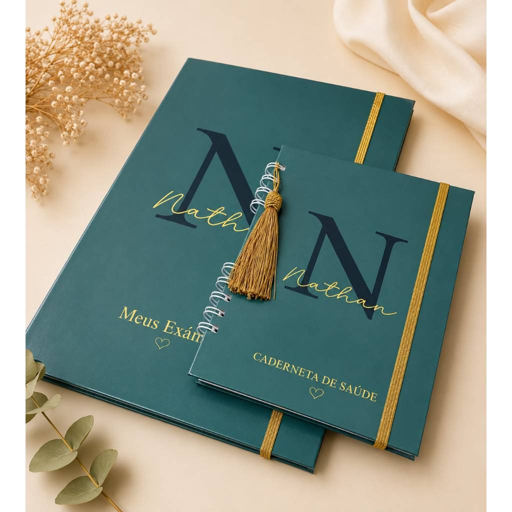 Kit Gestante Personalizado | Pasta Pré-Natal + Caderneta da Gestante | Porta Documentos Gravidez com nome