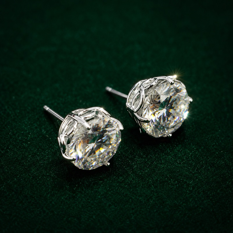 Brinco Moissanite 12mm Detalhado Prata 925 Feminino Sofisticado
