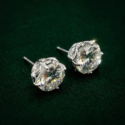 Brinco Moissanite 12mm Detalhado Prata 925 Feminino Sofisticado