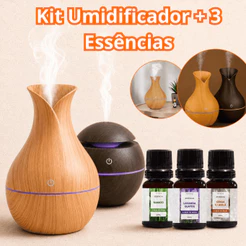 Kit Umidificador De Ar + 3 Essências 10ml | Difusor Aromatizador Vaso Escolha Seu Modelo Atomizador
