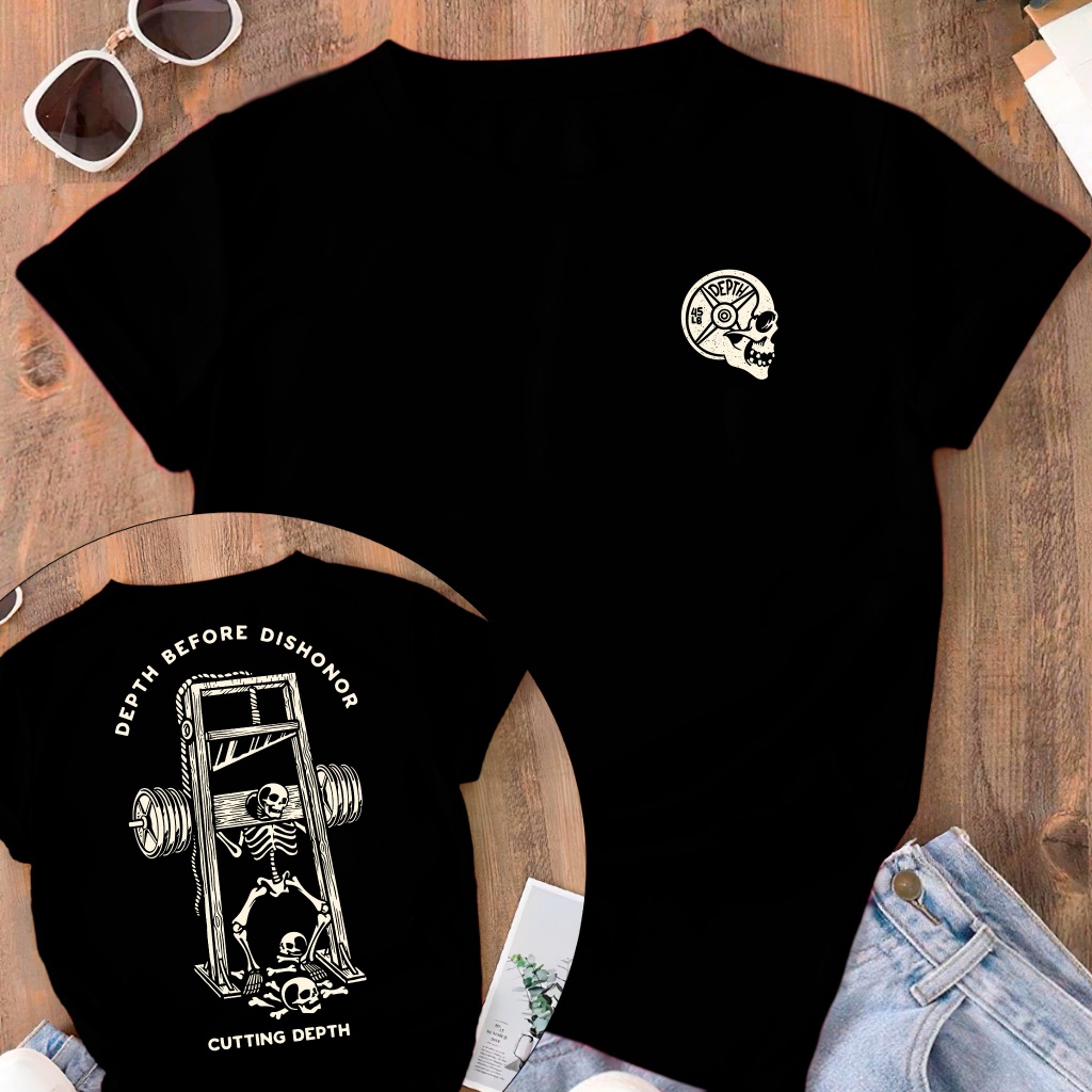 Camiseta Oversized Depth Caveira Academia Lançamento Unissex 100% Algodão