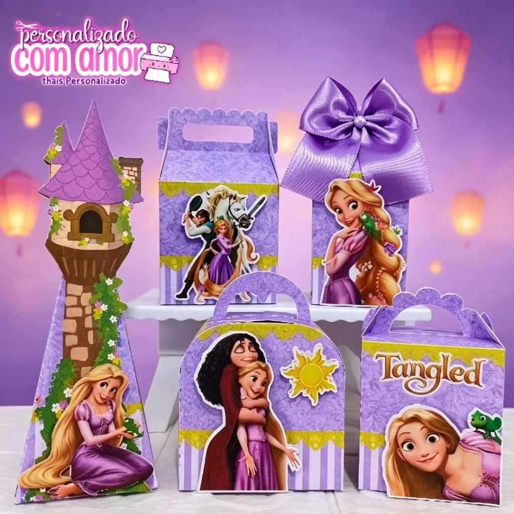 Kit Personalizados Rapunzel enrolados  / Mimos de Aniversário Lembrancinhas Caixinhas Personalizadas