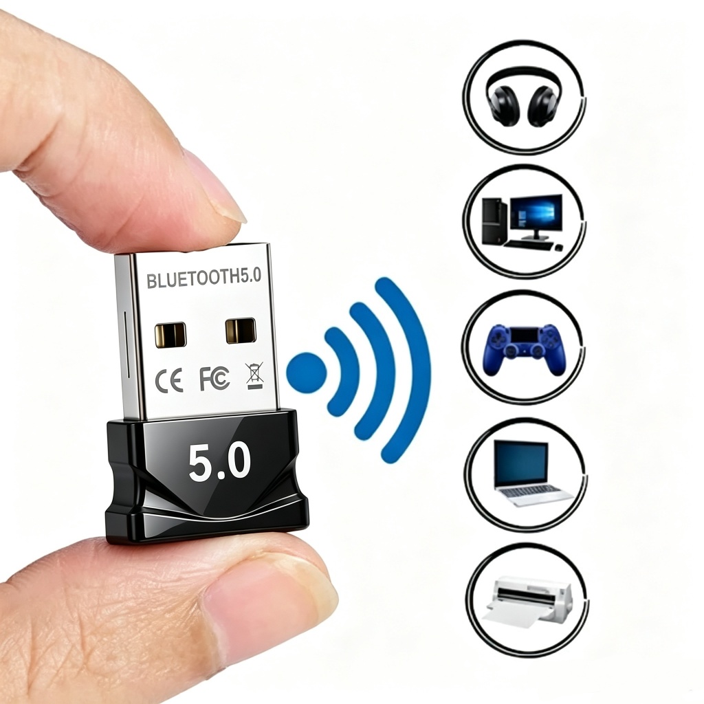 Adaptador Bluetooth 5.0 USB Transmissor Áudio Sem Fio para Notebook e Carros