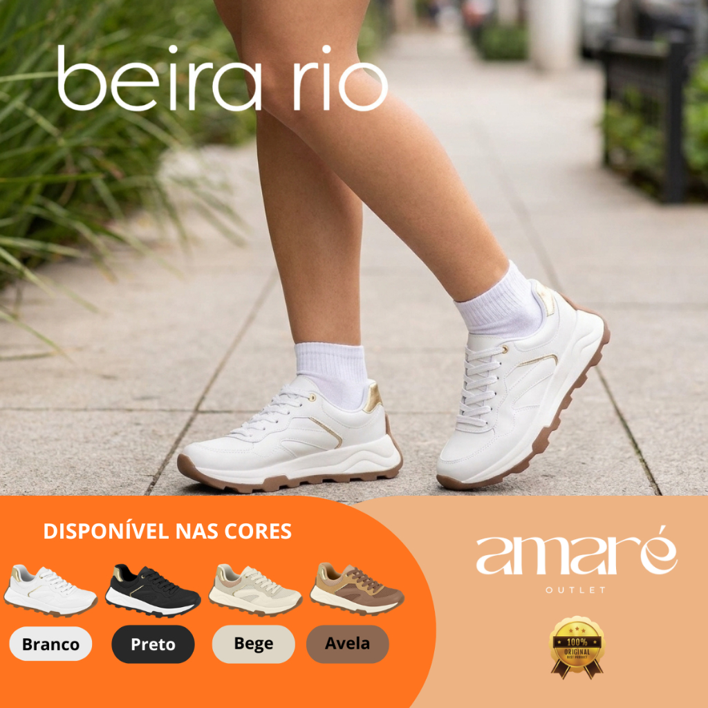 Tênis Beira Rio Feminino Chunky Casual Confortável Solado Alto Macio Urbano Dia a Dia Estilo Esportivo 4347201 Original