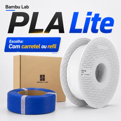 Filamento 3D Bambu Lab PLA Lite Refil ou Com Carretel Várias Cores - Original 1kg RFID AMS 1,75mm