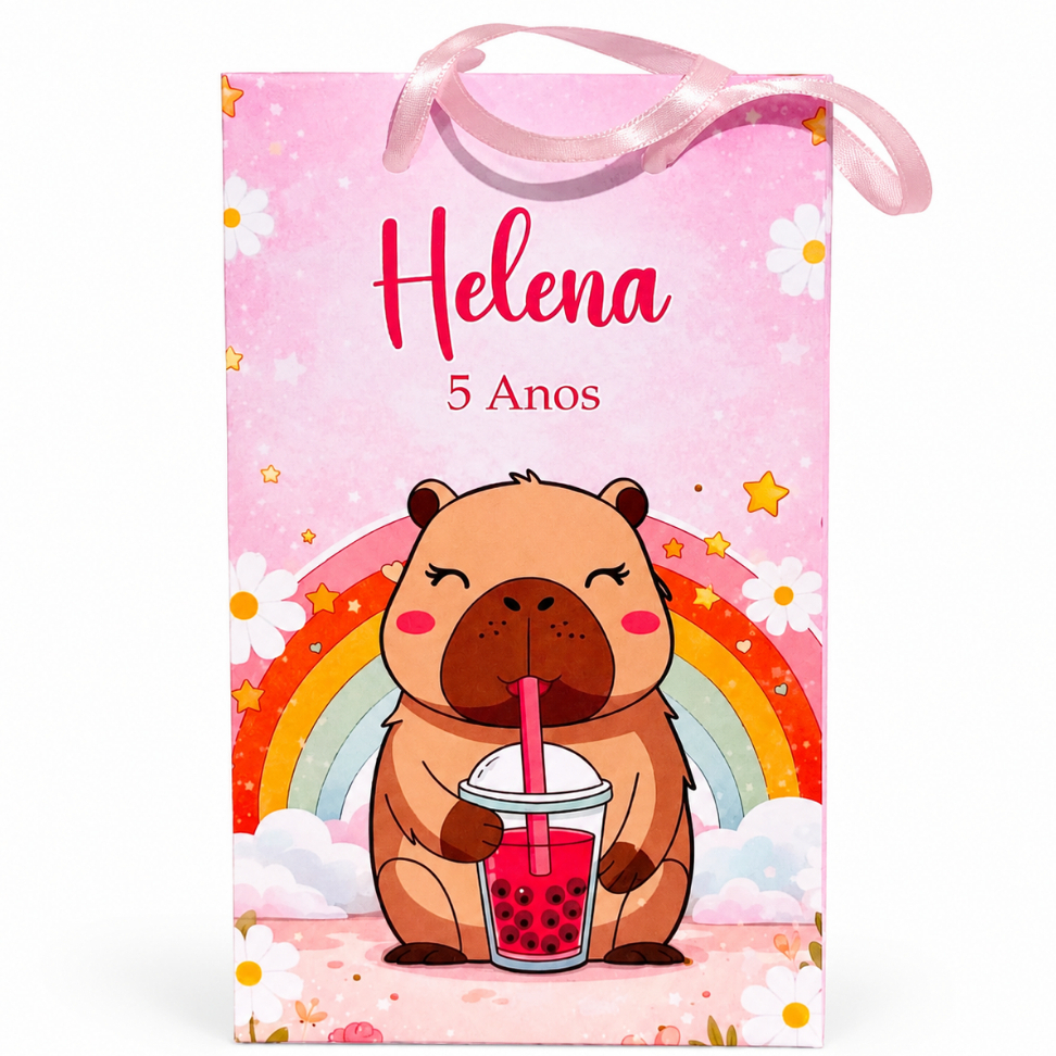 Sacolinha Personalizada Capivara | Lembrancinha Surpresa Festa Infantil Aniversário kit 10 a 40