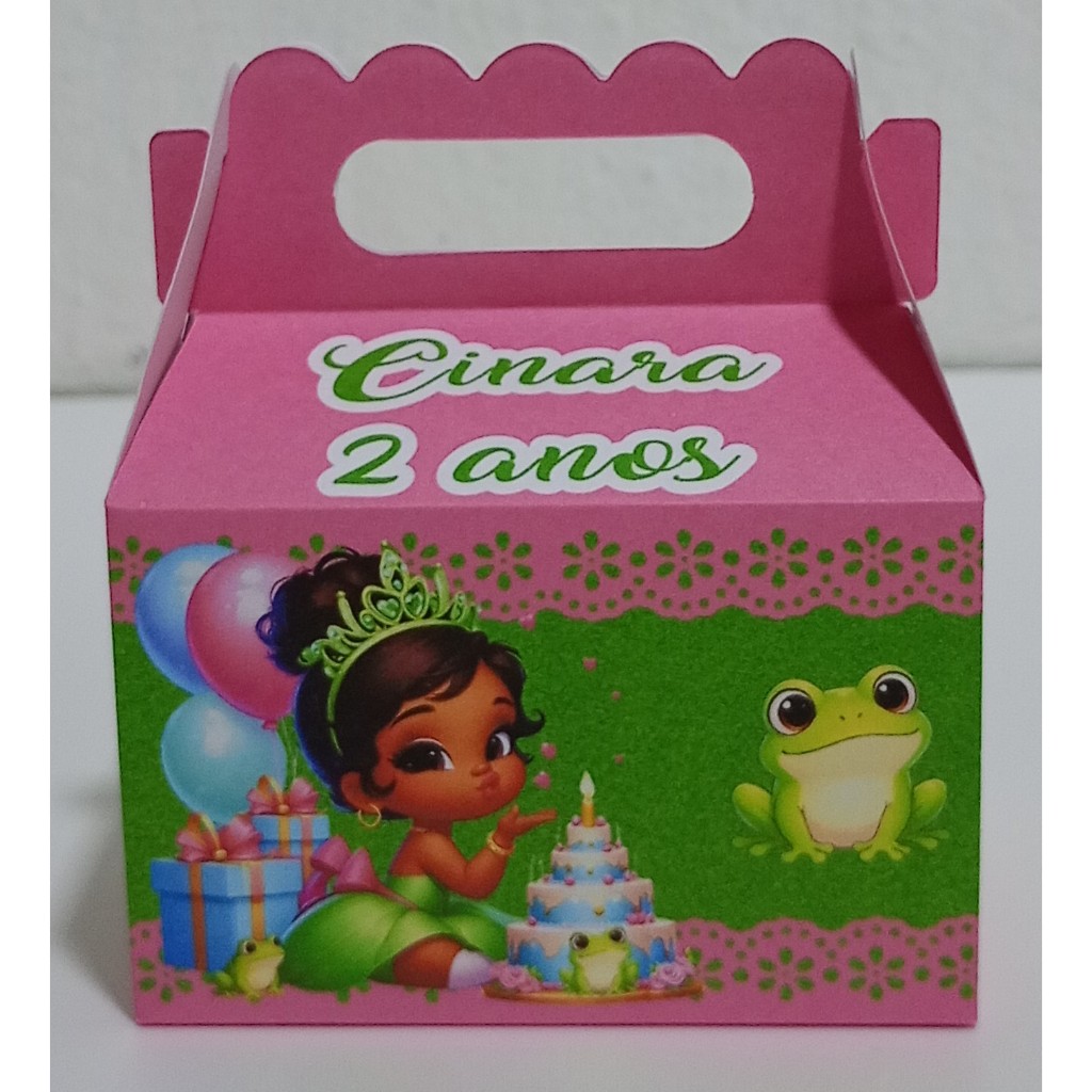 Caixas maletinha Tema Princesa Tiana Baby Cut Personalizadas, Lembrancinha de Aniversário Infantil Atente-se ao tamanho