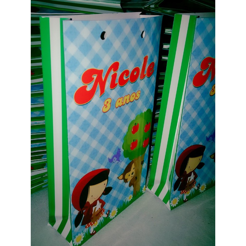 20 mini sacolinha surpresa 10x18 lembrancinha aniversário chapeuzinho vermelho personalizada